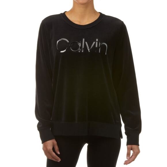 Calvin Klein Performance Velvet Logo Sweatshirt - Picture 1 of 8